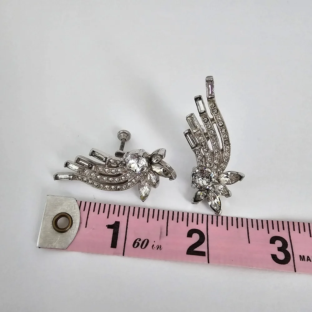 Vintage 1950s Rhodium Plated Rhinestone 